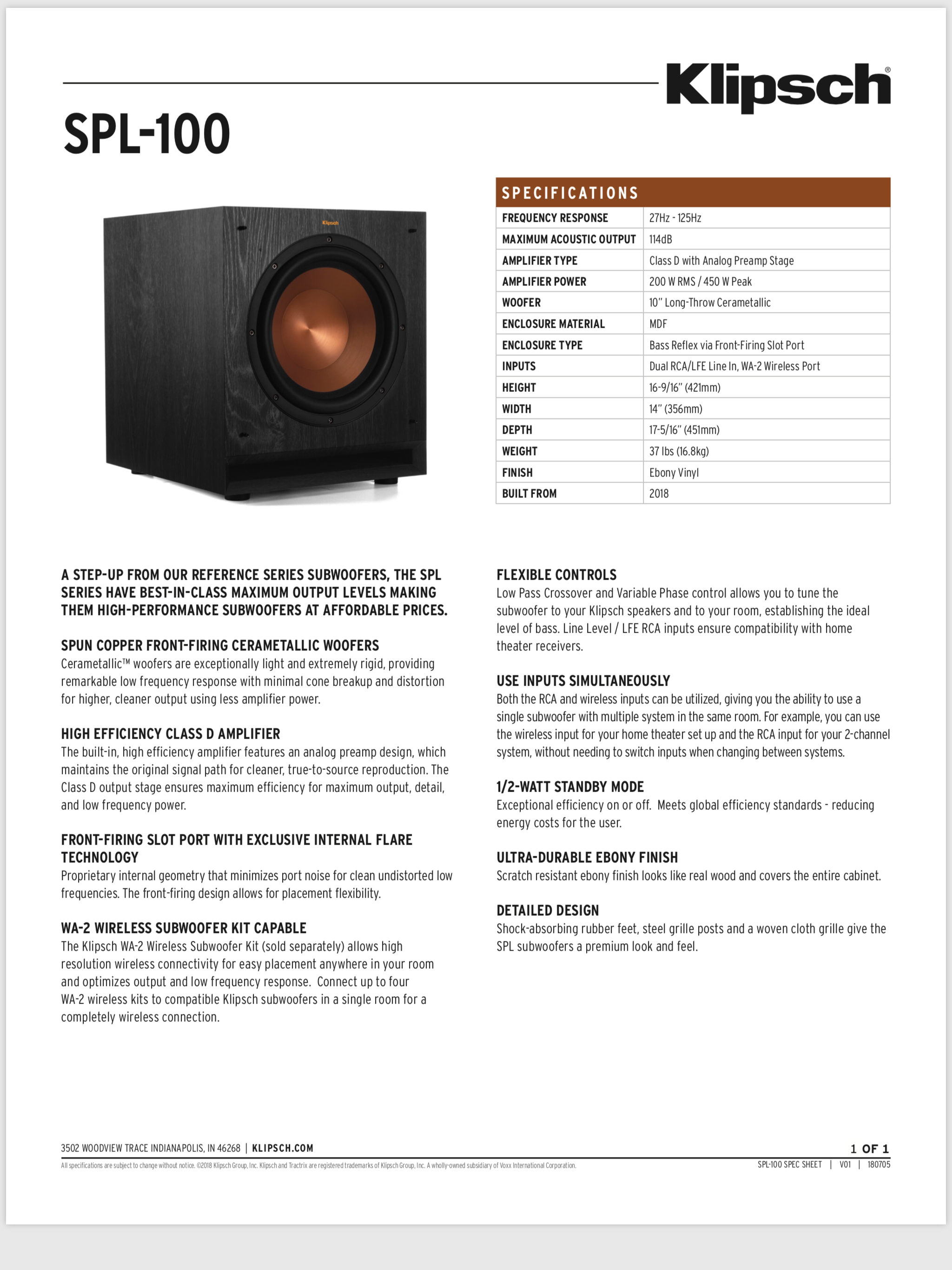 spl100 klipsch